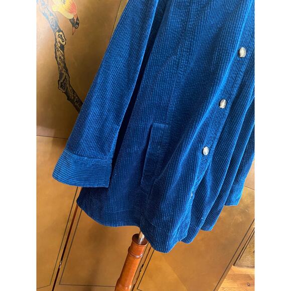 Cotton corduroy coat in blue, size 2X - Picture 5 of 6